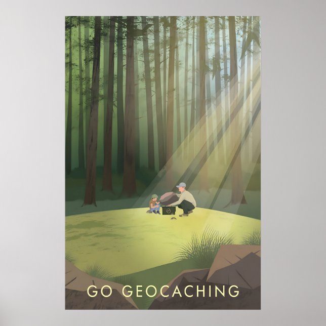 Go Geocaching Travel Poster (Frente)
