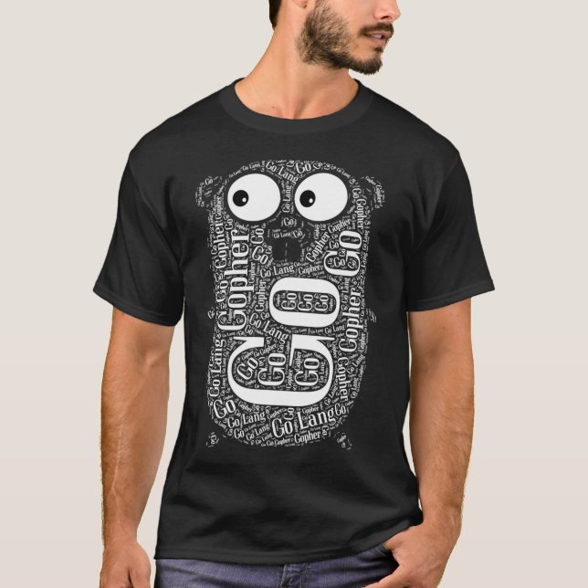 Go Golang Gopher Programando T-Shirt Clássico (Frente)