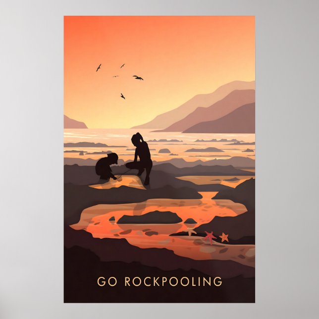 Go Rockpooling Seaside Travel Poster (Frente)