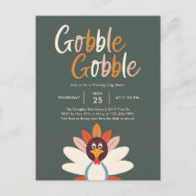 Gobble Gobble - Convite de festas Jante de Ação de