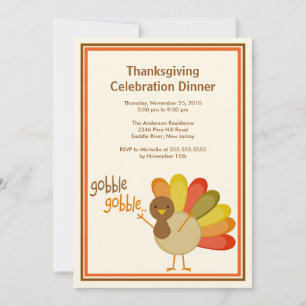 Gobble Gobble Turquia - Convites de Ação de Gra