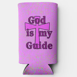 God É Meu Guia Coozie Cruz Roxa