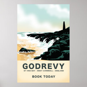 Godrevy Ruas Ives Bay, Poster de viagens oeste da 