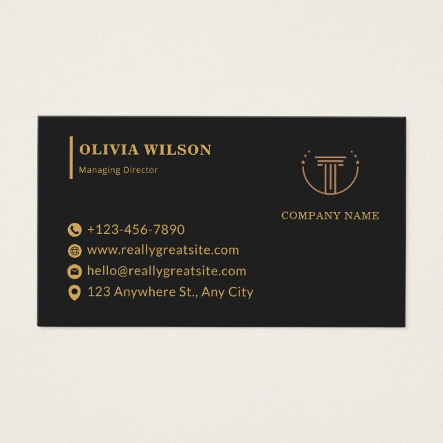 Gold and Black Modern Corporate Business Card (Frente)