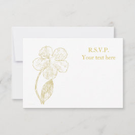 Gold Botanical Sketch Minimalist Wedding RSVP Card