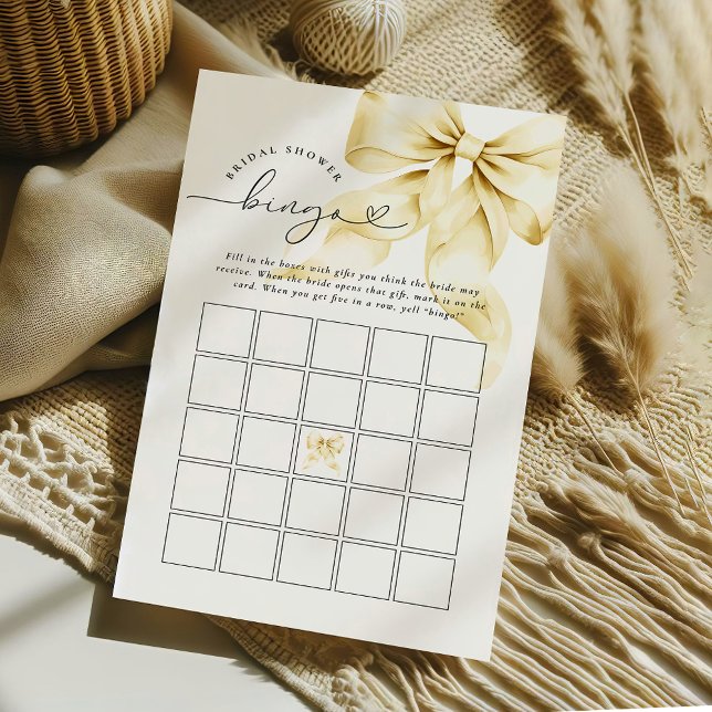 Gold Bow Bridal Shower Bingo (Criador carregado)