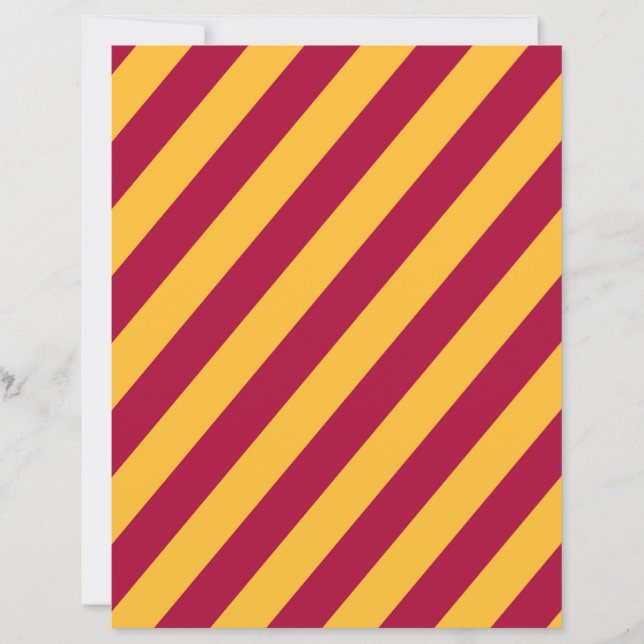 Gold & Burgundy Diagonal Stripes Scrapbook Paper (Frente)