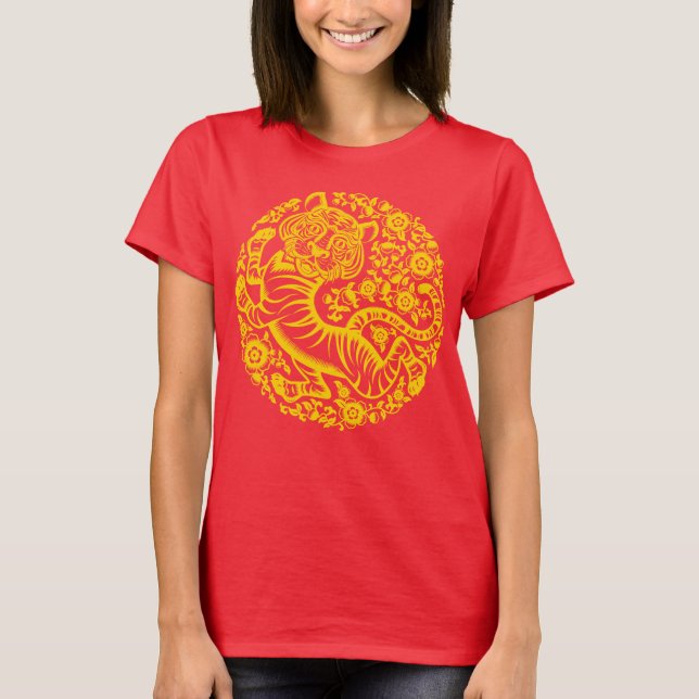 Gold Chinese New Year Tiger T-Shirt (Frente)
