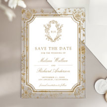 Gold Chinoiserie Crest Wedding Save the Date