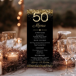 Gold Diamonds 50th Birthday Dinner Flat Menu