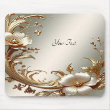 Gold Floral Mousepad