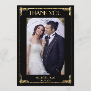 Gold Foil Art Deco Obrigado Cartões De Casamento