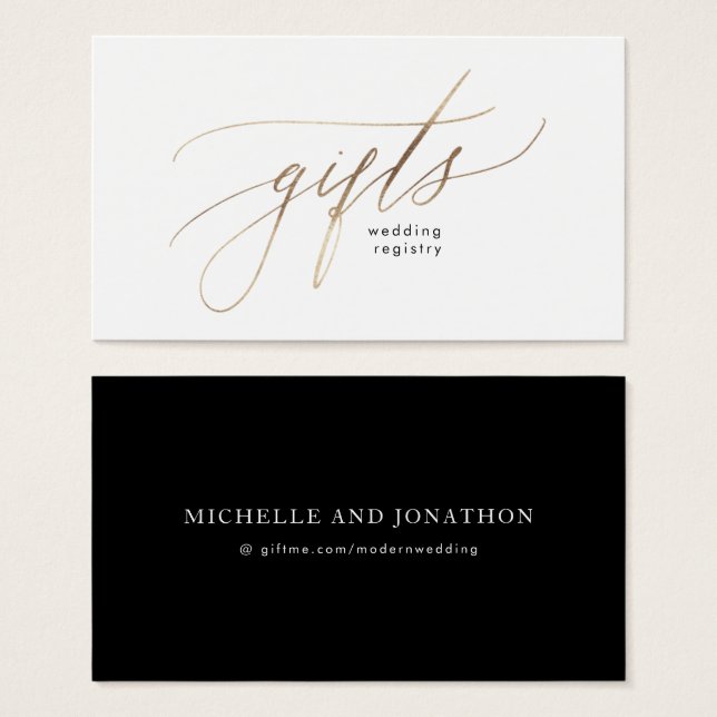 Gold Foil Calliographic Modern Wedn Gift Registry (Frente & Verso)