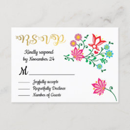 Gold Foil Floral Mexicano Festa de Casamento RSVP