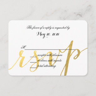 Gold Foil Glamor   Cartão RSVP de Casamento Modern