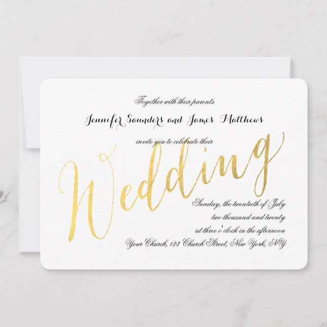 Gold Foil Glamor | Convites para Casamentos Legais (Frente)