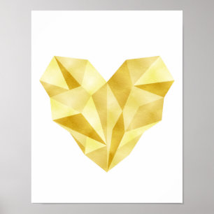 Gold foil heart Geometric heart poster