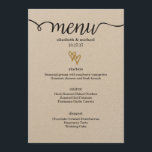 Gold Foil Hearts Kraft Paper Menu Casamento<br><div class="desc">Foil Gold Hearts Kraft Paper Wedding Menu. Coordenar produtos disponíveis em (1) bydandeliondesign</div>
