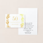 Gold Foil Leaf Wreath 50º Convite de Aniversário<br><div class="desc">Folha de Ouro e Folha de 50. º Aniversário Coleção de Convocação em Niche e Nest. Trabalho de arte por www.EssemCreatives.etsy.com"</div>