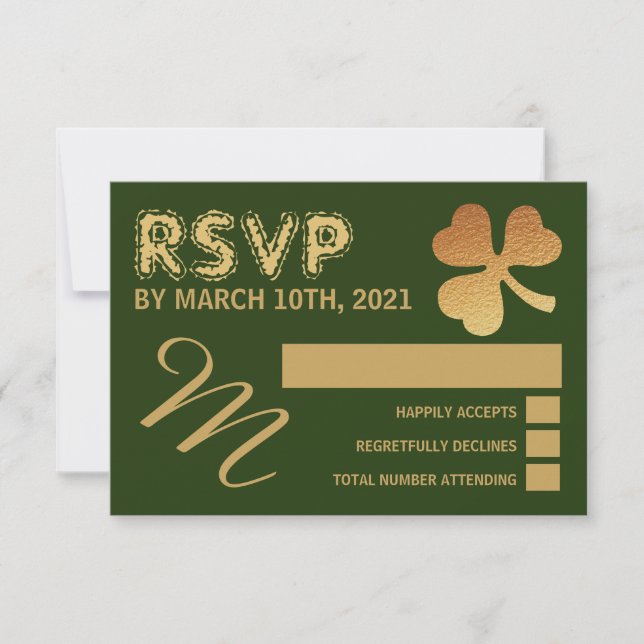 Gold Foil Shamrock, RSVP do Partido do Dia de São  (Frente)