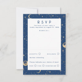 Gold Foil Stars Celestial Wedding RSVP