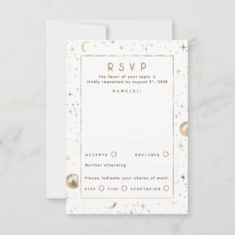 Gold Foil Stars Celestial Wedding RSVP