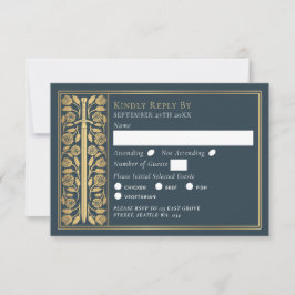 Gold Gray Medieval Sword Wedding RSVP
