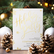 Gold handwritten calligraphy holiday Party