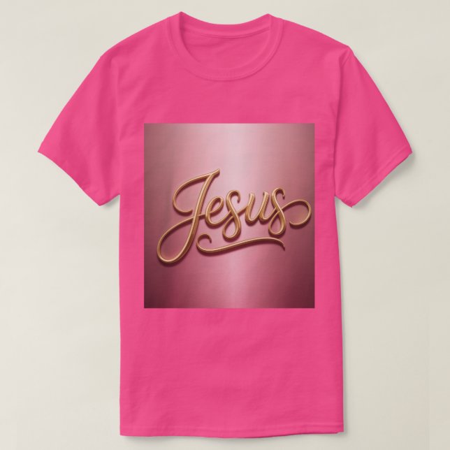 Gold Jesus Script Pink Basic Men's T-Shirt (Frente do Design)
