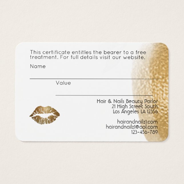 Gold Lips CERTIFICADO DE PRESENTE ADICIONAR LOGO S (Traseira)