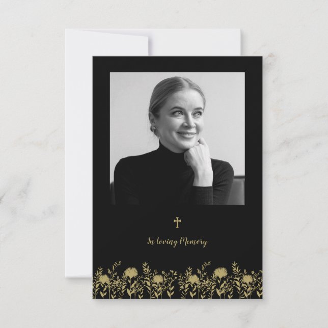Gold Wildflowers & In Loving Memory Quote Funeral (Frente)