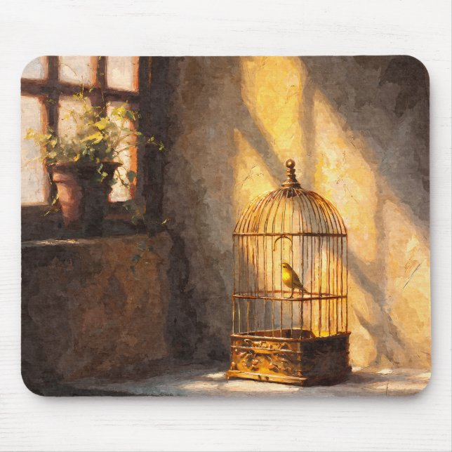 Golden Birdcage Sunlight Window Mousepad (Frente)