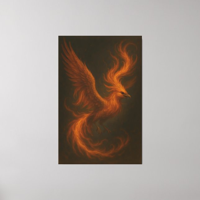 Golden Fire Phoenix • Luxury Fine Art Canvas Print (Frente)