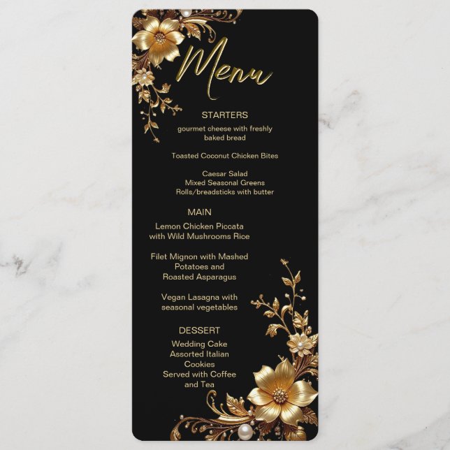Golden Floral Ornate Frame Menu (Frente)