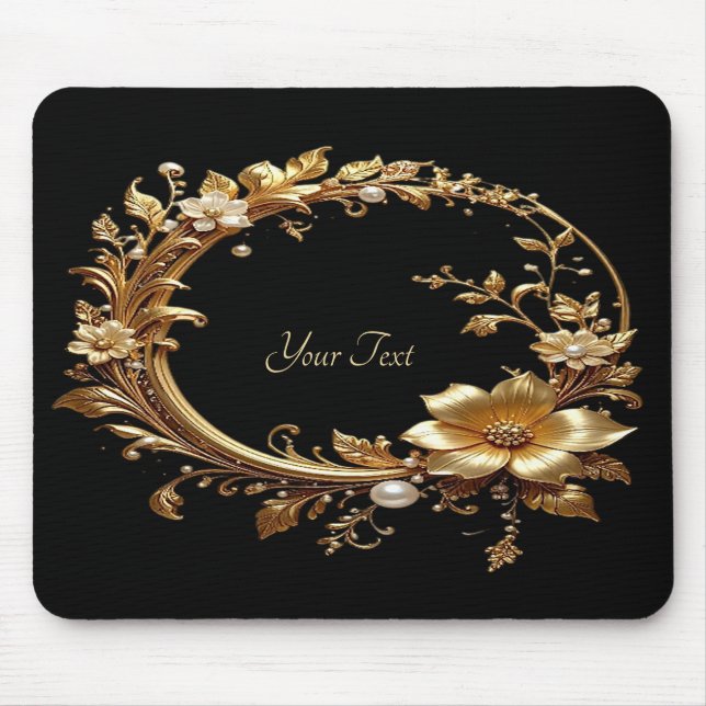 Golden Floral Ornate Frame Mousepad (Frente)