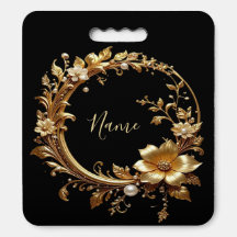 Golden Floral Ornate Stadium Seat Cushion