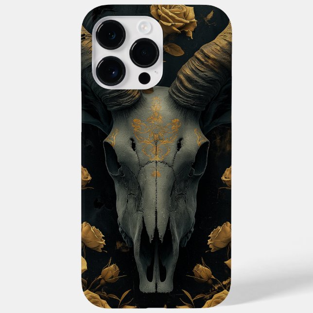 Golden Goat Skull and gold Roses (Verso)