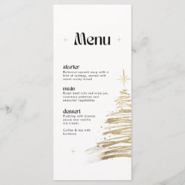 Golden Hand Drawn Tree Christmas Dinner Menu Card