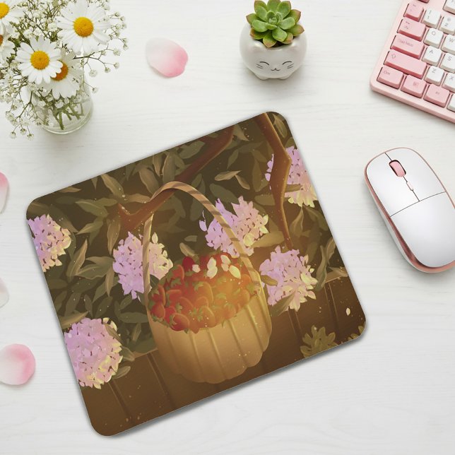 Golden Hour Strawberry Basket Mouse Pad (Criador carregado)