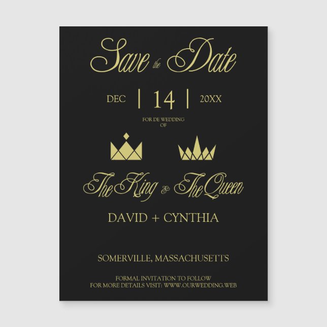 Golden King & Queen Crowns for Wedding (Frente)