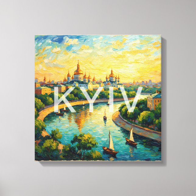 Golden Kyiv Cathedral River Scene Canvas (Frente)