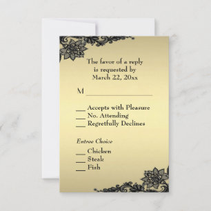 Golden Lace Elegante RSVP com Menu