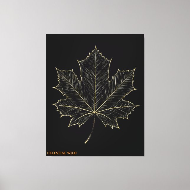 Golden Maple Leaf Botanical Art Canvas Gift (Frente)