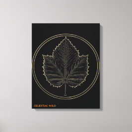 Golden Maple Leaf Circle Botanical Art Canvas Gift
