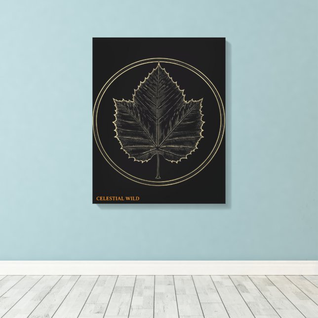 Golden Maple Leaf Circle Botanical Art Canvas Gift (Insitu(piso de madeira))