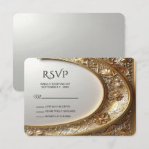 Golden Ornate Frame RSVP Card
