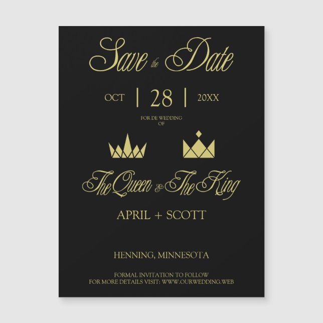 Golden Queen & King Crowns for Wedding (Frente)