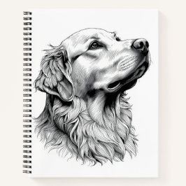 Golden Retriever Engraving Style Hardcover Journal