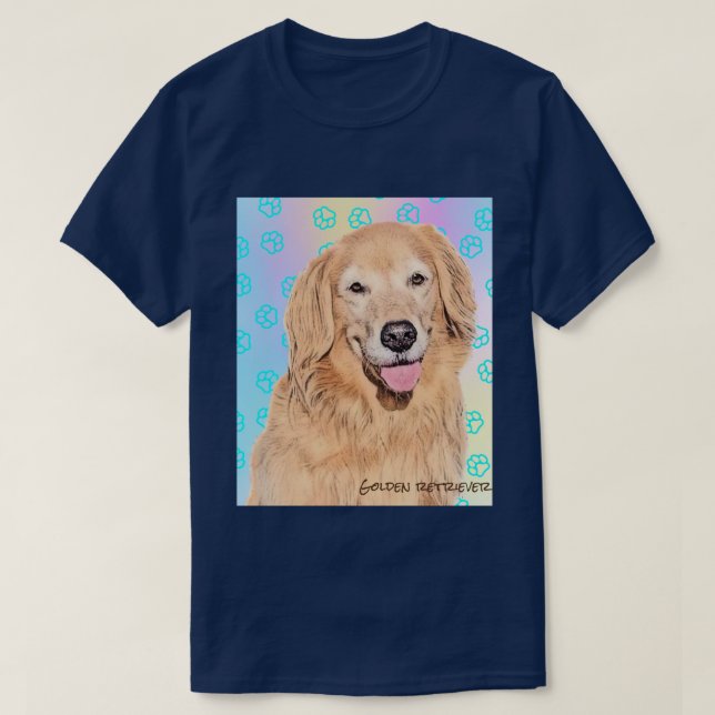 Golden retriever T-shirt with Paw print Tシャツ (Frente do Design)