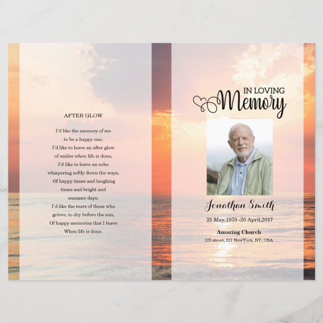 Golden sky Funeral Program template (Frente)